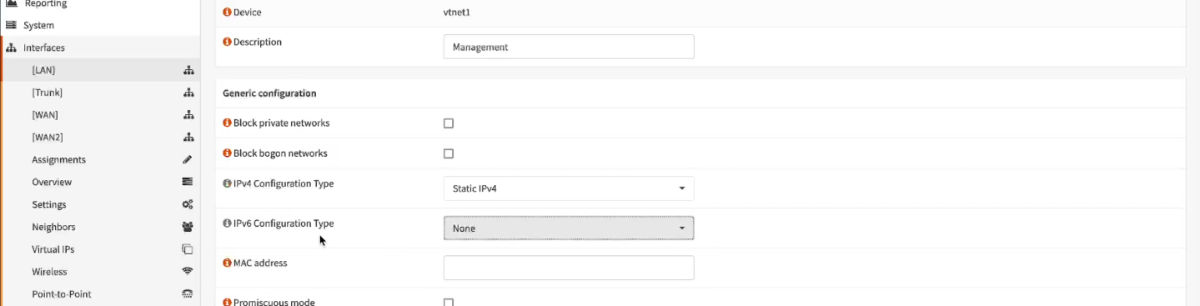 Management IPv6 change